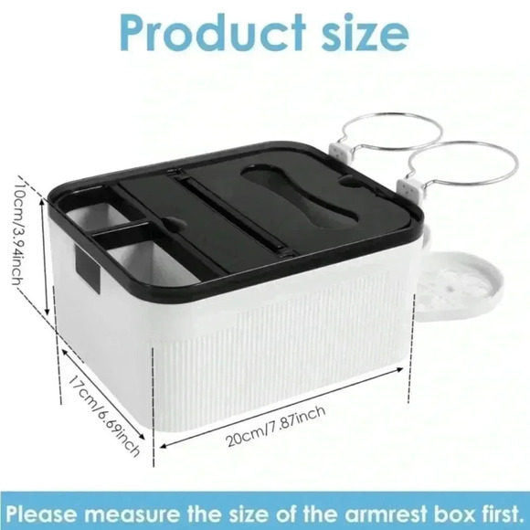 Car Armrest Storage Box with 2 Folding Cup Tissue Holders Multifunctional NEW - Picture 6 of 16